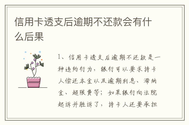 信用卡透支后逾期不还款会有什么后果