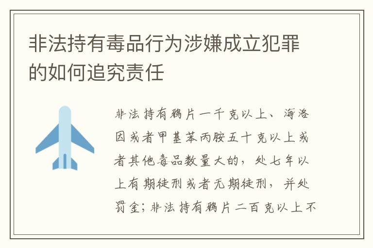 非法持有毒品行为涉嫌成立犯罪的如何追究责任
