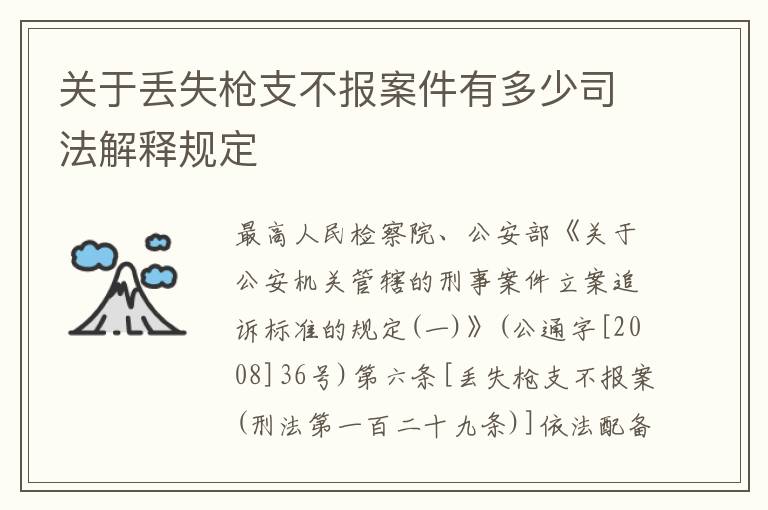 关于丢失枪支不报案件有多少司法解释规定