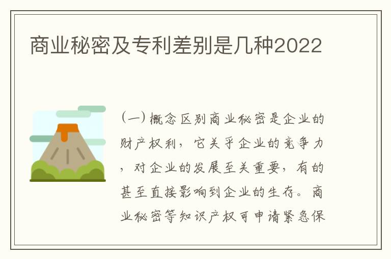 商业秘密及专利差别是几种2022