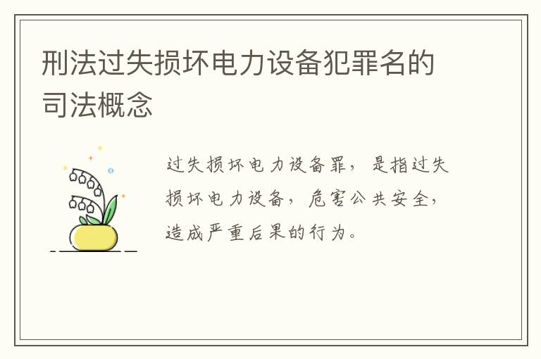 刑法过失损坏电力设备犯罪名的司法概念