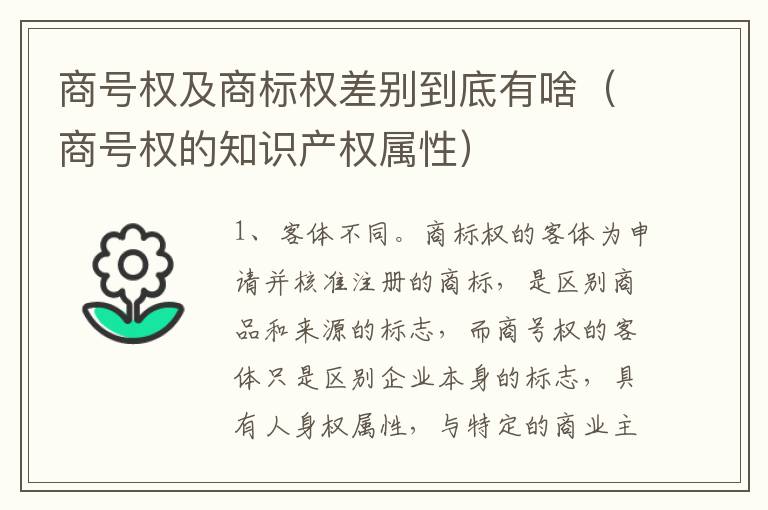 商号权及商标权差别到底有啥（商号权的知识产权属性）