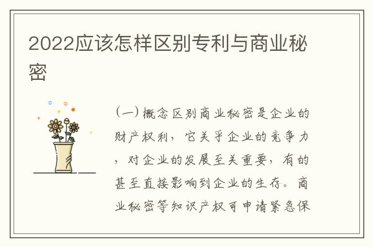 2022应该怎样区别专利与商业秘密