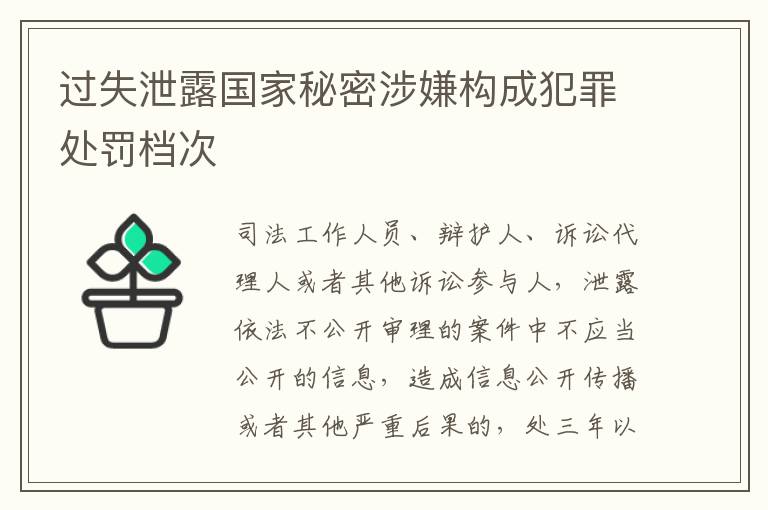过失泄露国家秘密涉嫌构成犯罪处罚档次