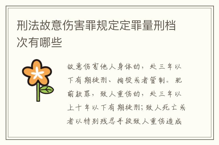 刑法故意伤害罪规定定罪量刑档次有哪些