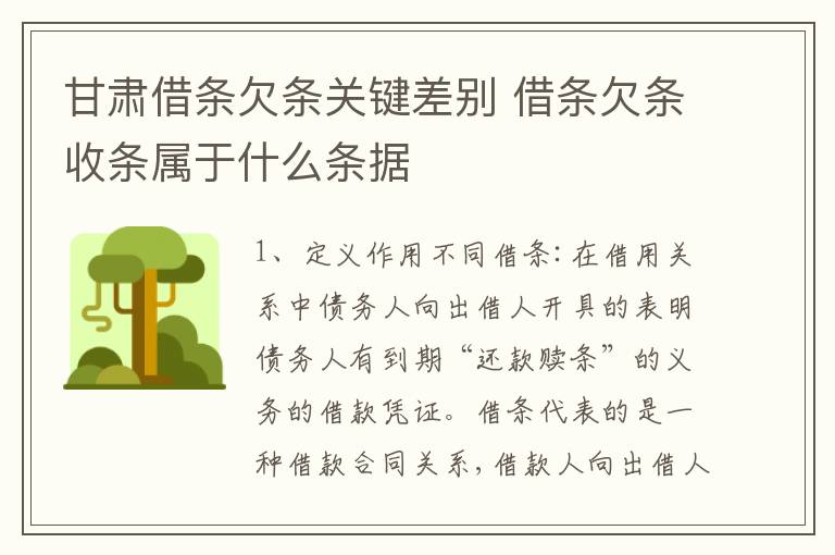 甘肃借条欠条关键差别 借条欠条收条属于什么条据