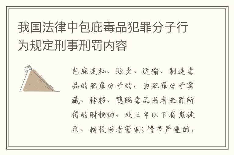 我国法律中包庇毒品犯罪分子行为规定刑事刑罚内容
