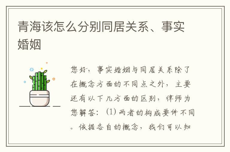 青海该怎么分别同居关系、事实婚姻