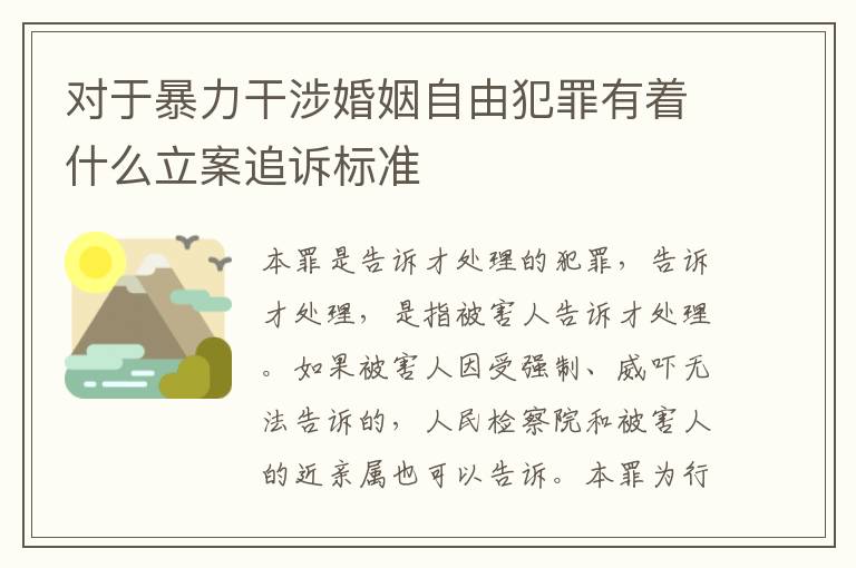 对于暴力干涉婚姻自由犯罪有着什么立案追诉标准