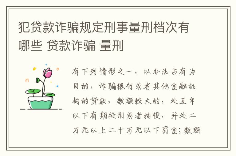 犯贷款诈骗规定刑事量刑档次有哪些 贷款诈骗 量刑