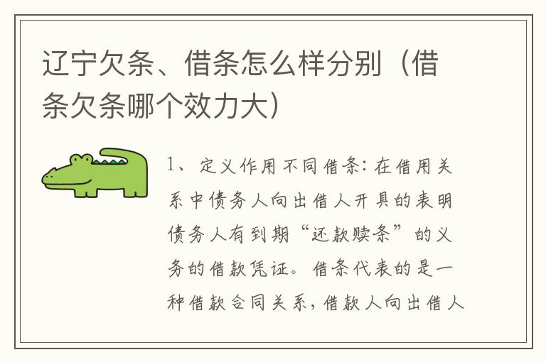 辽宁欠条、借条怎么样分别（借条欠条哪个效力大）