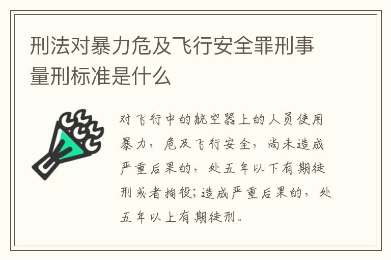 刑法对暴力危及飞行安全罪刑事量刑标准是什么