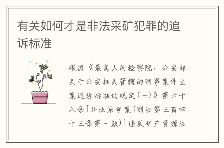 有关如何才是非法采矿犯罪的追诉标准
