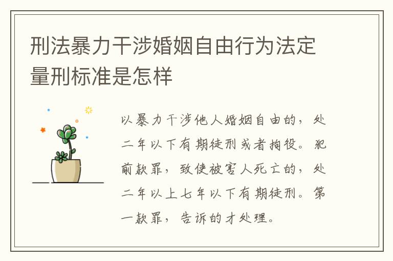 刑法暴力干涉婚姻自由行为法定量刑标准是怎样
