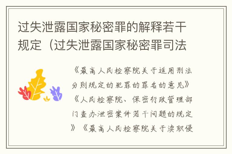 过失泄露国家秘密罪的解释若干规定（过失泄露国家秘密罪司法解释）