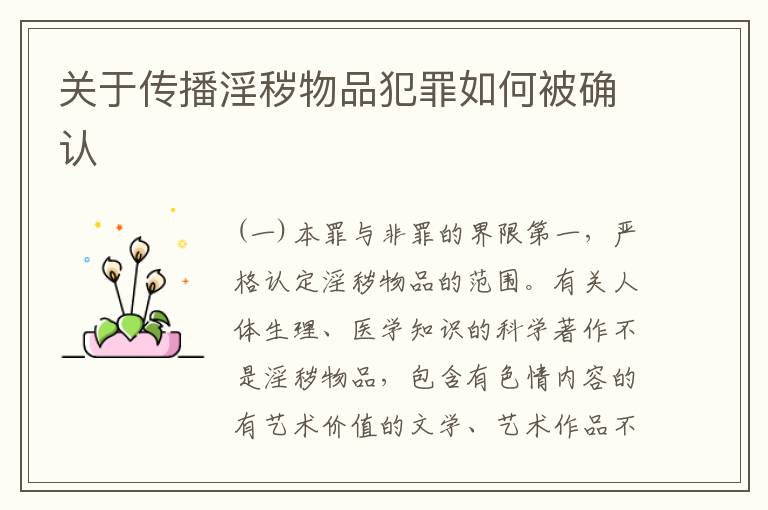 关于传播淫秽物品犯罪如何被确认