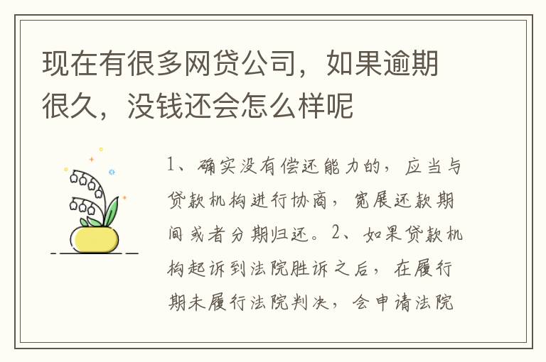 现在有很多网贷公司，如果逾期很久，没钱还会怎么样呢