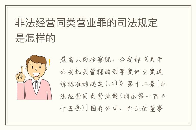 非法经营同类营业罪的司法规定是怎样的