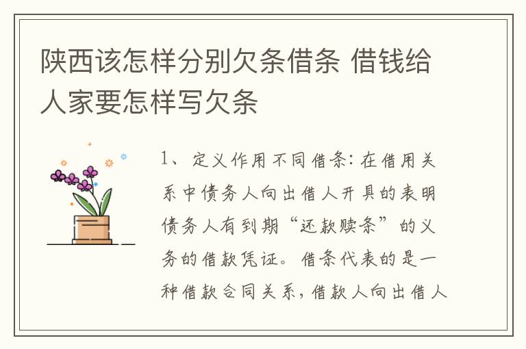 陕西该怎样分别欠条借条 借钱给人家要怎样写欠条