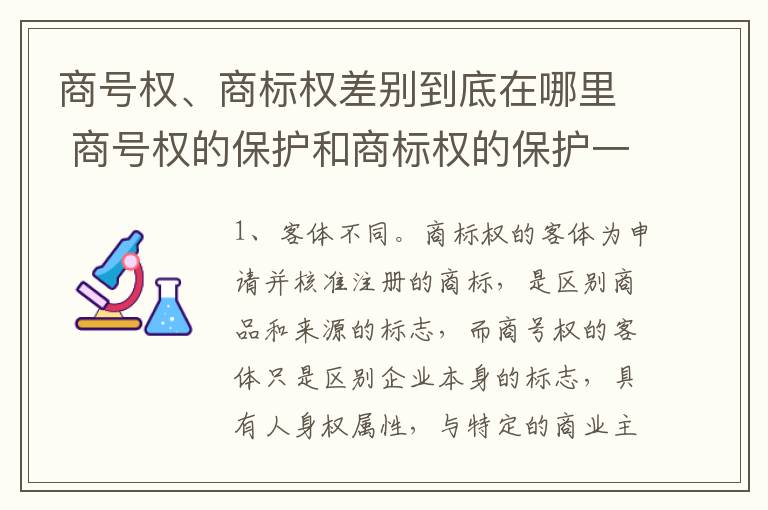 商号权、商标权差别到底在哪里 商号权的保护和商标权的保护一样是全国性范围的