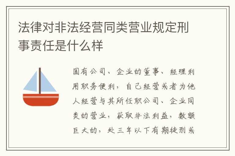 法律对非法经营同类营业规定刑事责任是什么样