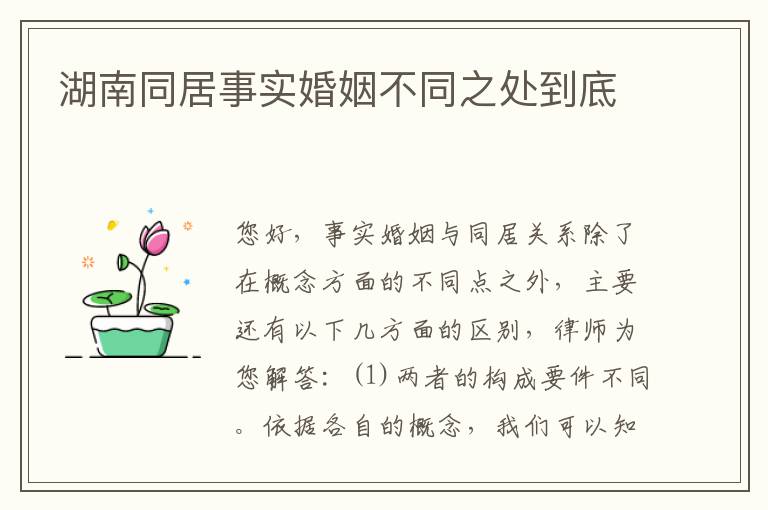 湖南同居事实婚姻不同之处到底