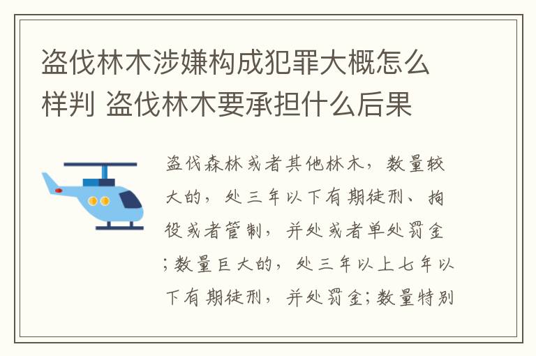 盗伐林木涉嫌构成犯罪大概怎么样判 盗伐林木要承担什么后果