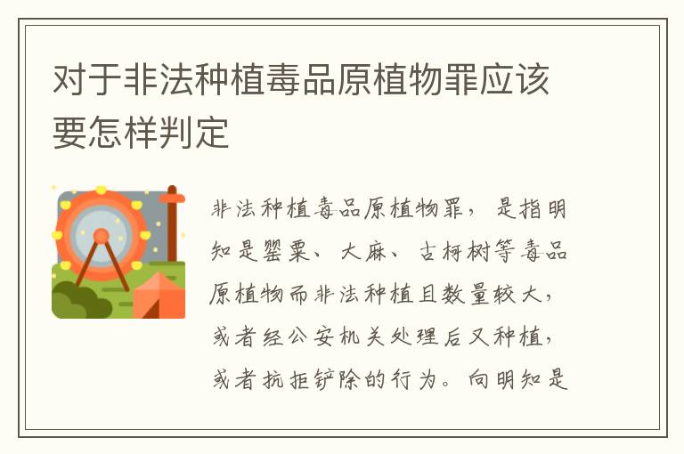 对于非法种植毒品原植物罪应该要怎样判定