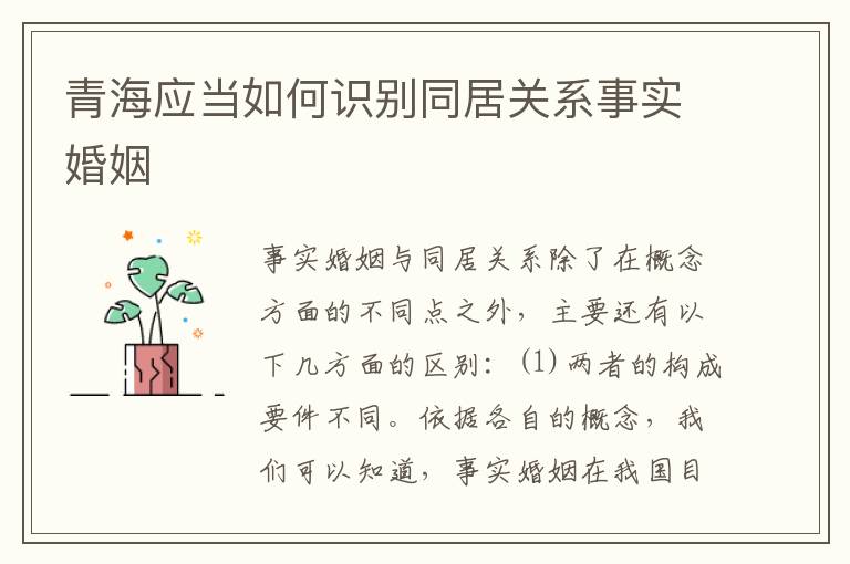 青海应当如何识别同居关系事实婚姻