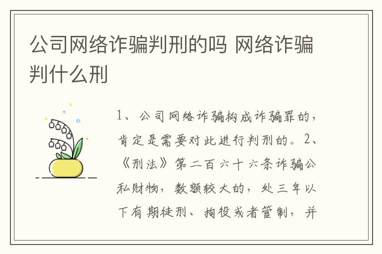公司网络诈骗判刑的吗 网络诈骗判什么刑