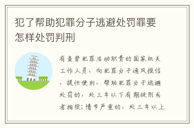 犯了帮助犯罪分子逃避处罚罪要怎样处罚判刑