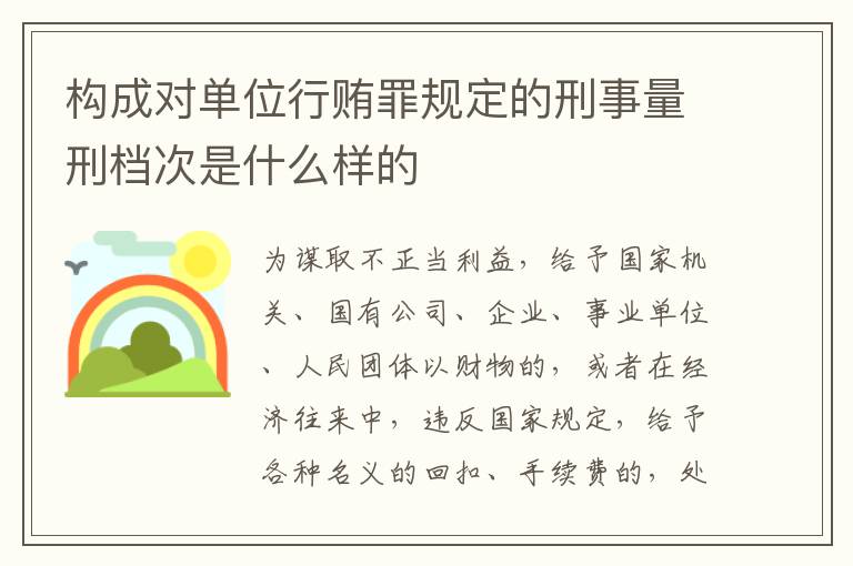 构成对单位行贿罪规定的刑事量刑档次是什么样的