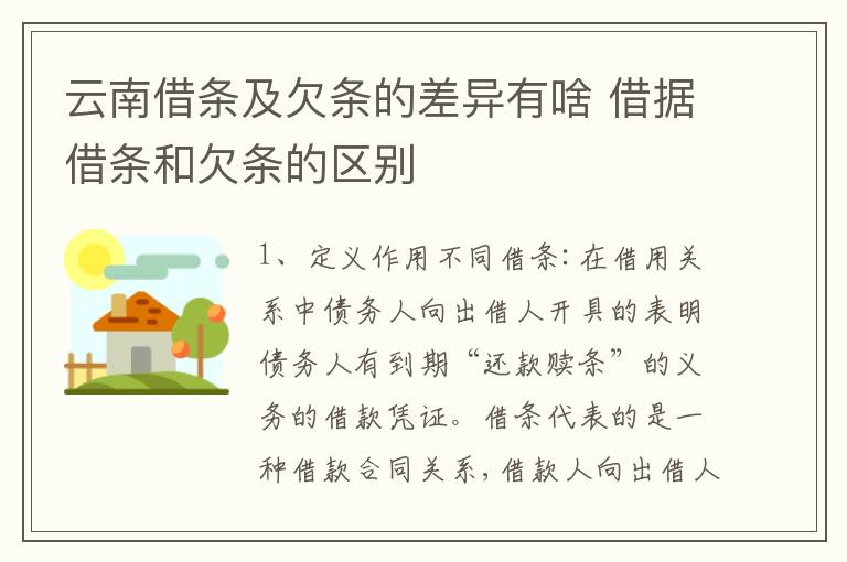 云南借条及欠条的差异有啥 借据借条和欠条的区别