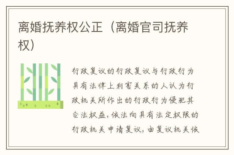 离婚抚养权公正（离婚官司抚养权）
