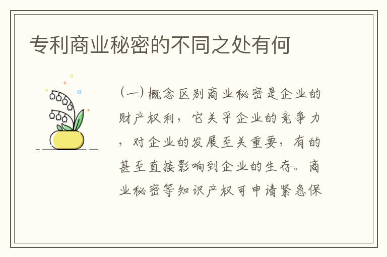 专利商业秘密的不同之处有何