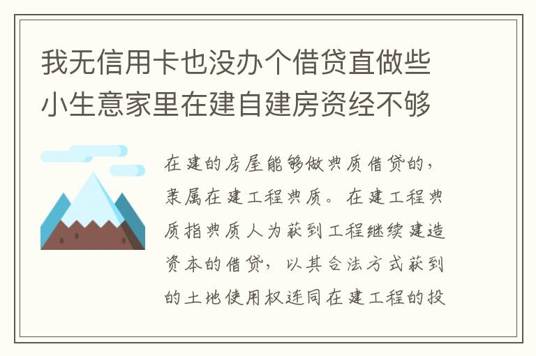 我无信用卡也没办个借贷直做些小生意家里在建自建房资经不够怎样才能在当地信用社借贷