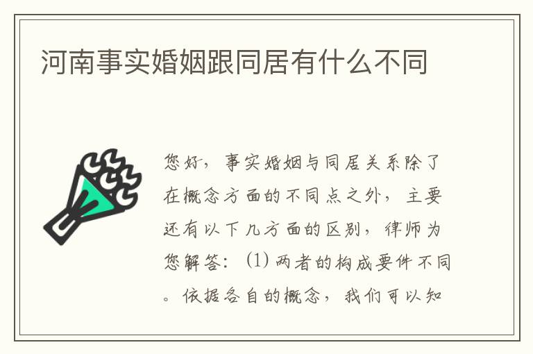 河南事实婚姻跟同居有什么不同