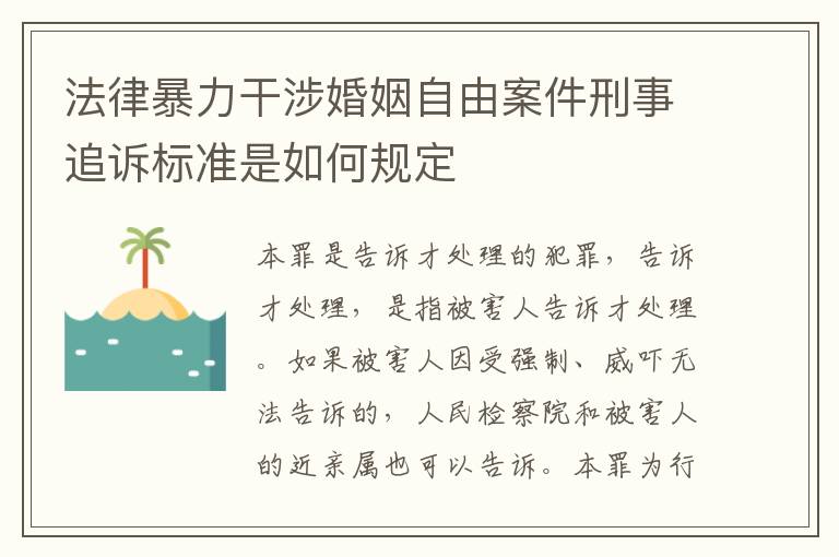 法律暴力干涉婚姻自由案件刑事追诉标准是如何规定