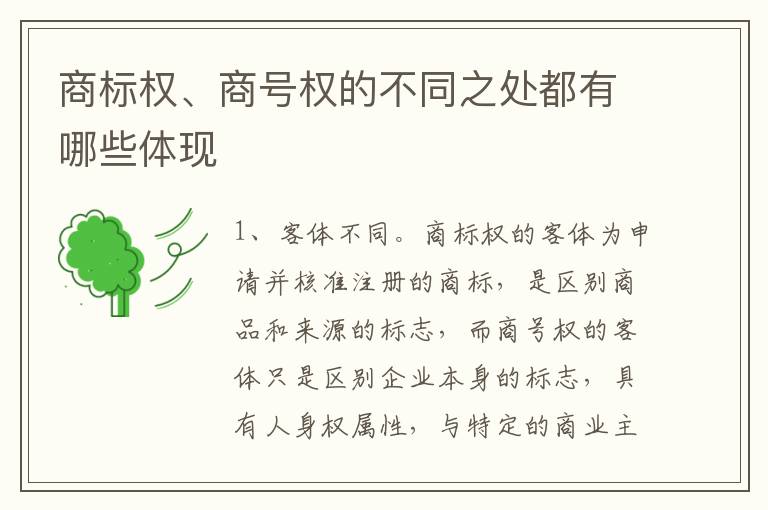 商标权、商号权的不同之处都有哪些体现