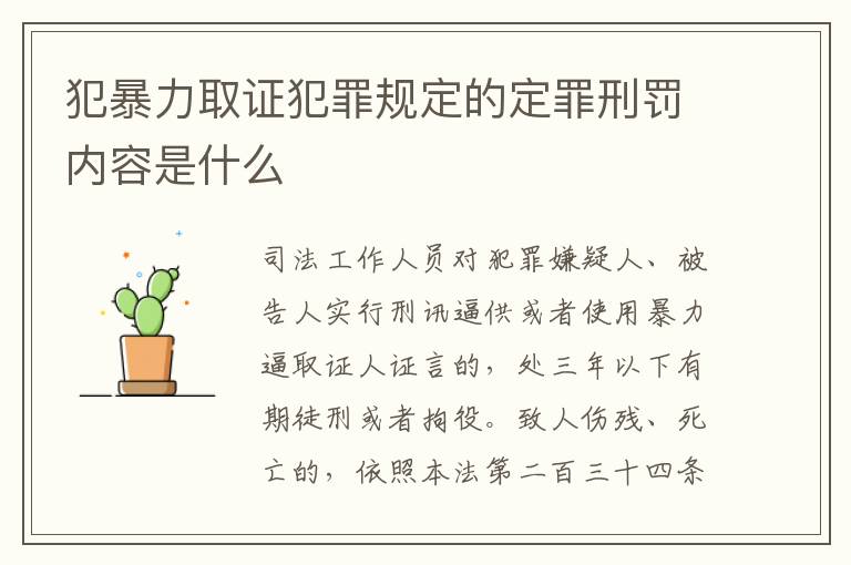 犯暴力取证犯罪规定的定罪刑罚内容是什么