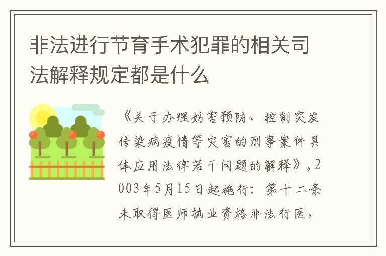 非法进行节育手术犯罪的相关司法解释规定都是什么