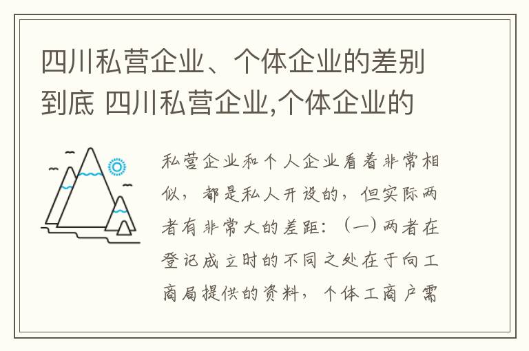 四川私营企业、个体企业的差别到底 四川私营企业,个体企业的差别到底多大
