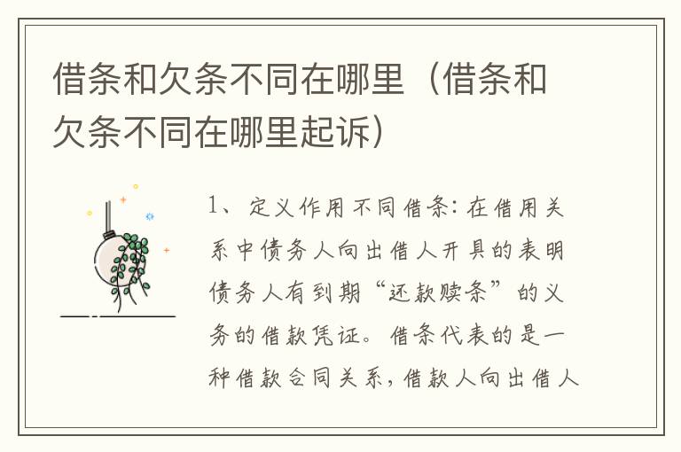 借条和欠条不同在哪里（借条和欠条不同在哪里起诉）