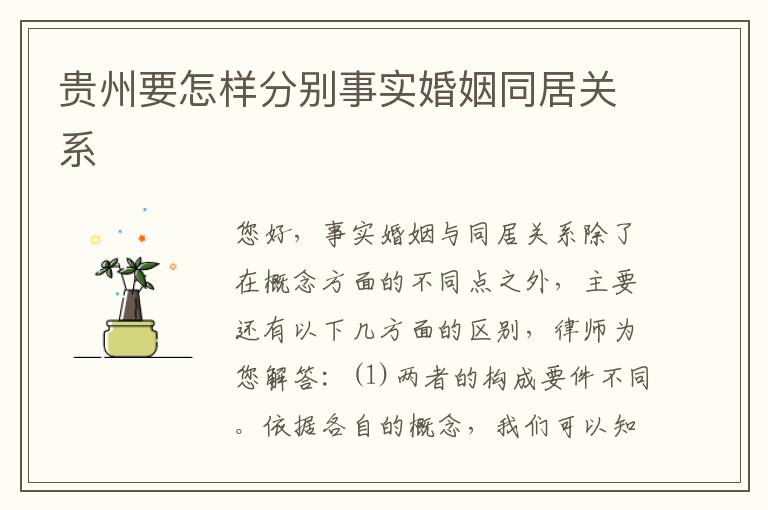 贵州要怎样分别事实婚姻同居关系