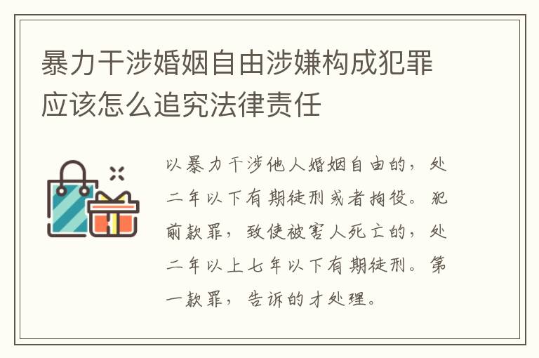 暴力干涉婚姻自由涉嫌构成犯罪应该怎么追究法律责任