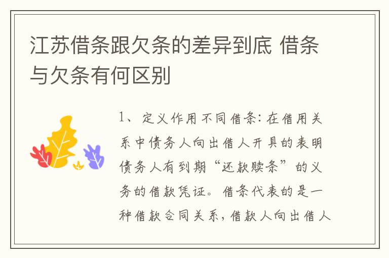 江苏借条跟欠条的差异到底 借条与欠条有何区别