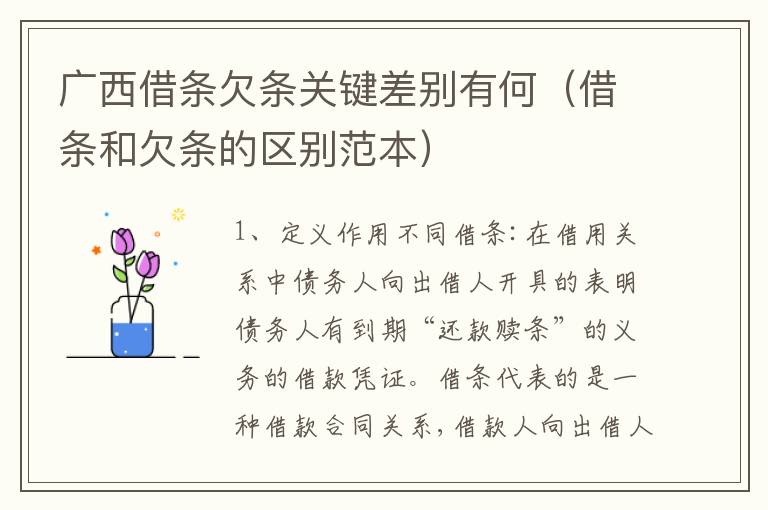 广西借条欠条关键差别有何（借条和欠条的区别范本）