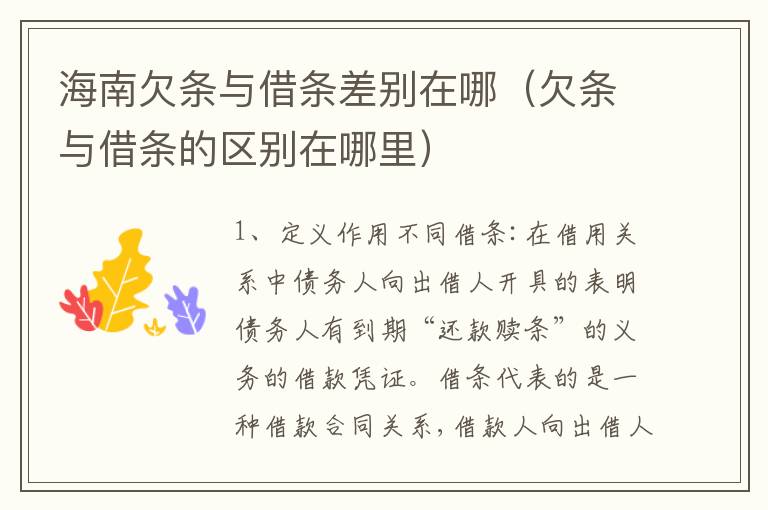 海南欠条与借条差别在哪（欠条与借条的区别在哪里）