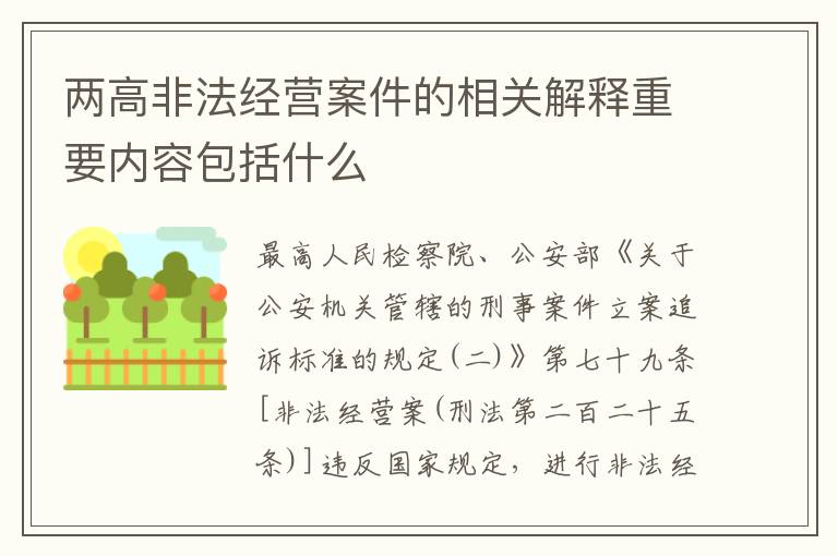两高非法经营案件的相关解释重要内容包括什么