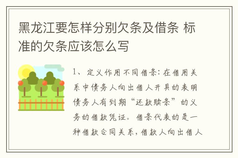 黑龙江要怎样分别欠条及借条 标准的欠条应该怎么写